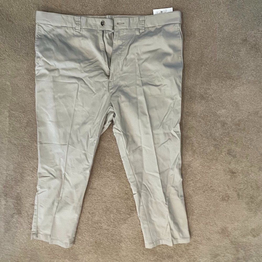 DXL Big + Tall Essentials Flat-Front Twill Pants - 44x30